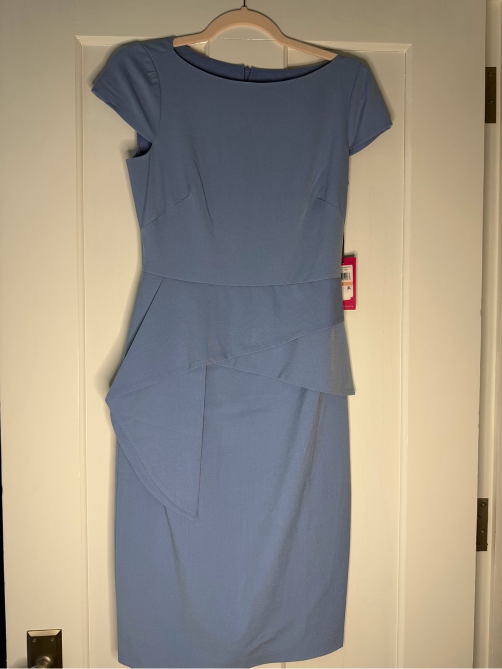 Vince Camuto Powder Blue Cap-Sleeve Peplum Midi Dress